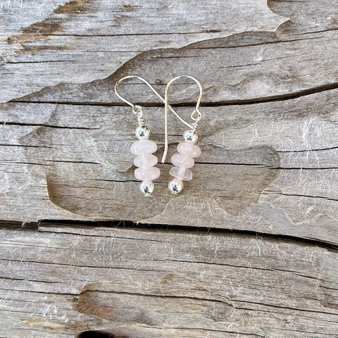 Rose quartz stack earrings