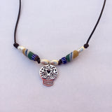 Sugar skull cord necklace for men or women