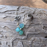 Chalcedony drops necklace on sterling chain