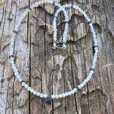 Dainty iolite pendant necklace with moonstone