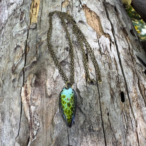Enamel teardrop pendant necklace