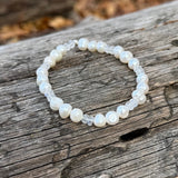 Freshwater pearl and moonstone stretch bracelet