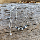 Freshwater pearl and crystal bib necklace on sterling chain