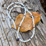 Dainty iolite pendant necklace with moonstone