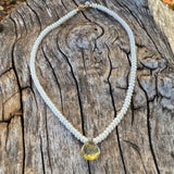 Lemon quartz pendant necklace with freshwater pearls