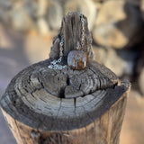 Wire spiral bronze pendant necklace on sterling chain