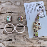 Abalone with hammered sterling silver circles earrings