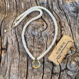Lemon quartz pendant necklace with freshwater pearls