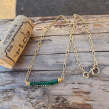 Malachite bar necklace on gold-filled chain