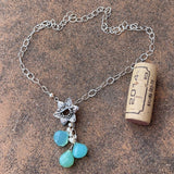 Chalcedony drops necklace on sterling chain