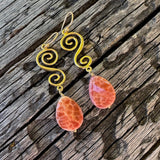 Red agate statement earrings