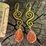 Red agate statement earrings