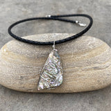 Sterling wire-wrapped abalone pendant necklace