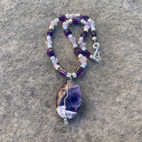Sterling wire-wrapped amethyst stone pendant necklace