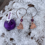 Copper heart earrings with Swarovski crystals