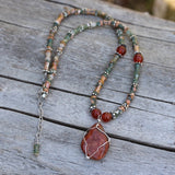 Durango trails red stone pendant necklace with agate and carnelian
