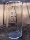 Clear crystal cluster earrings with dark bronze flower chain.