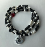 Stretch necklace or triple wrap bracelet with silver Om charm