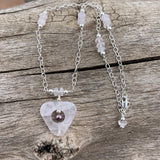Rose quartz stone pendant necklace on sterling silver chain