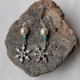 Snowflake earrings with Swarovski pearls and crystals