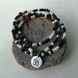 Stretch necklace or triple wrap bracelet with silver Om charm