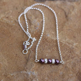 Sterling bar pendant with sparkly silver beads and Swarovski glass pearls on sterling silver chain