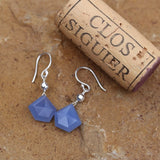Blue chalcedony earrings on sterling ear wires with cork for size reference