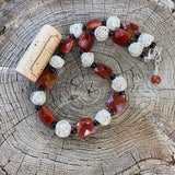 Carnelian necklace with sterling silver wire beads and black onyx
