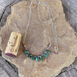 Turquoise drops with amethyst on sterling chain necklace