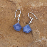 Faceted blue chalcedony pentagon earrings on sterling silver ear wires