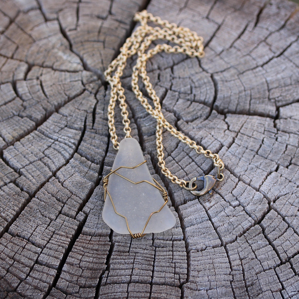 Sea glass pendant necklace