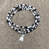 Stretch necklace or triple wrap bracelet with pup charm